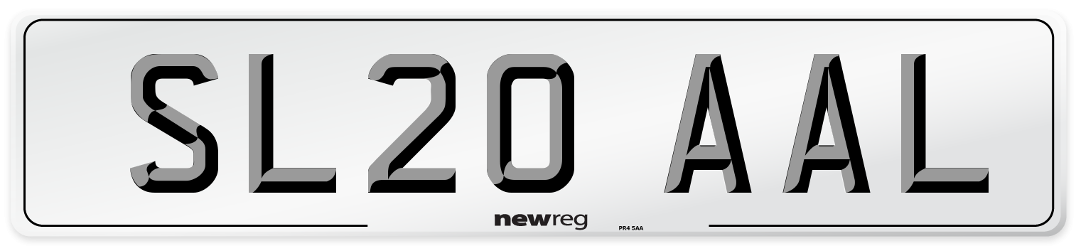 SL20 AAL Number Plate from New Reg